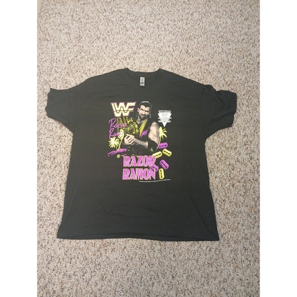 Gildan Other - Razor Ramon Wrestler WWE Black Purple T Shirt Mens XLReprint Bootleg GILDAN TAG!